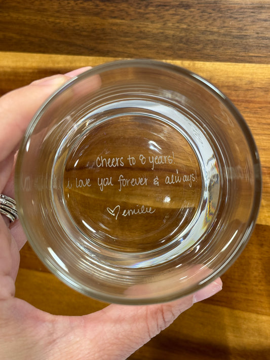 Hand Written Engraved Whiskey Glass